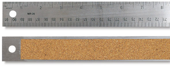 AA 18 Stainless Steal cork backed Ruler